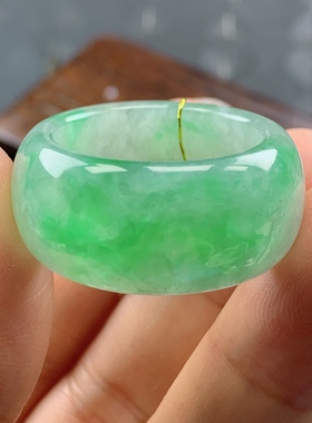 23-24号缅甸天然A货翡翠 T1064 内径20.4mm 冰绿轮胎戒指扳指