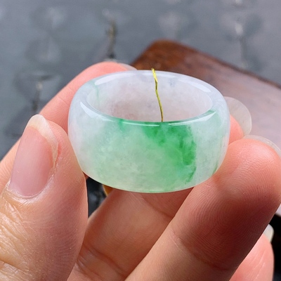 22-23号缅甸天然A货翡翠 T1050 内径20.4/12/3.7mm 阳绿轮胎扳指