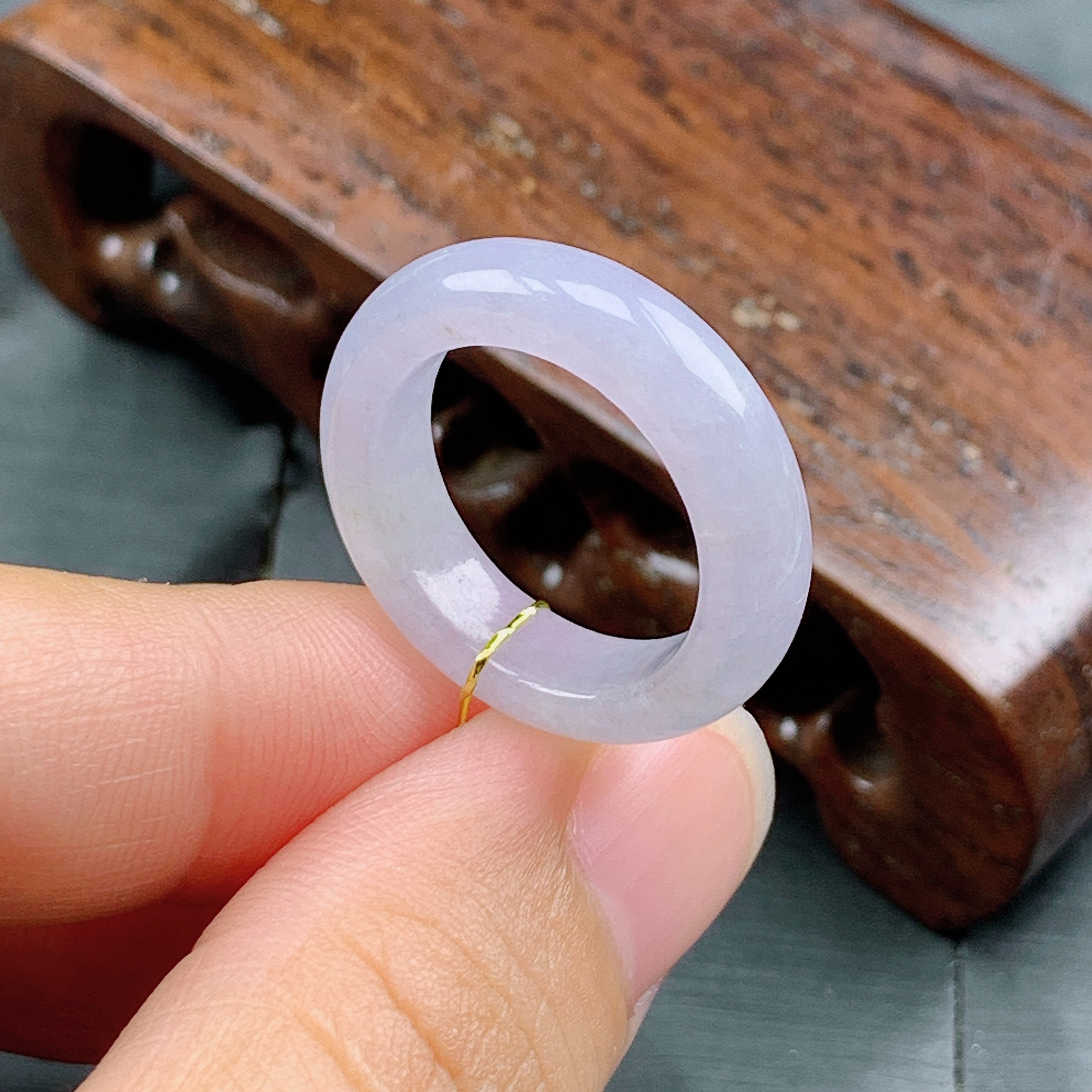 12号缅甸天然A货翡翠 T809 内径16.6/5/3.4mm  淡冰紫戒指