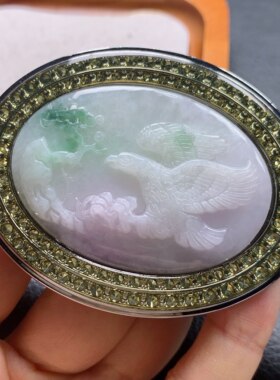 8012缅甸天然A货翡翠 702-54.3-20.8mm 春带彩大展宏图皮带扣