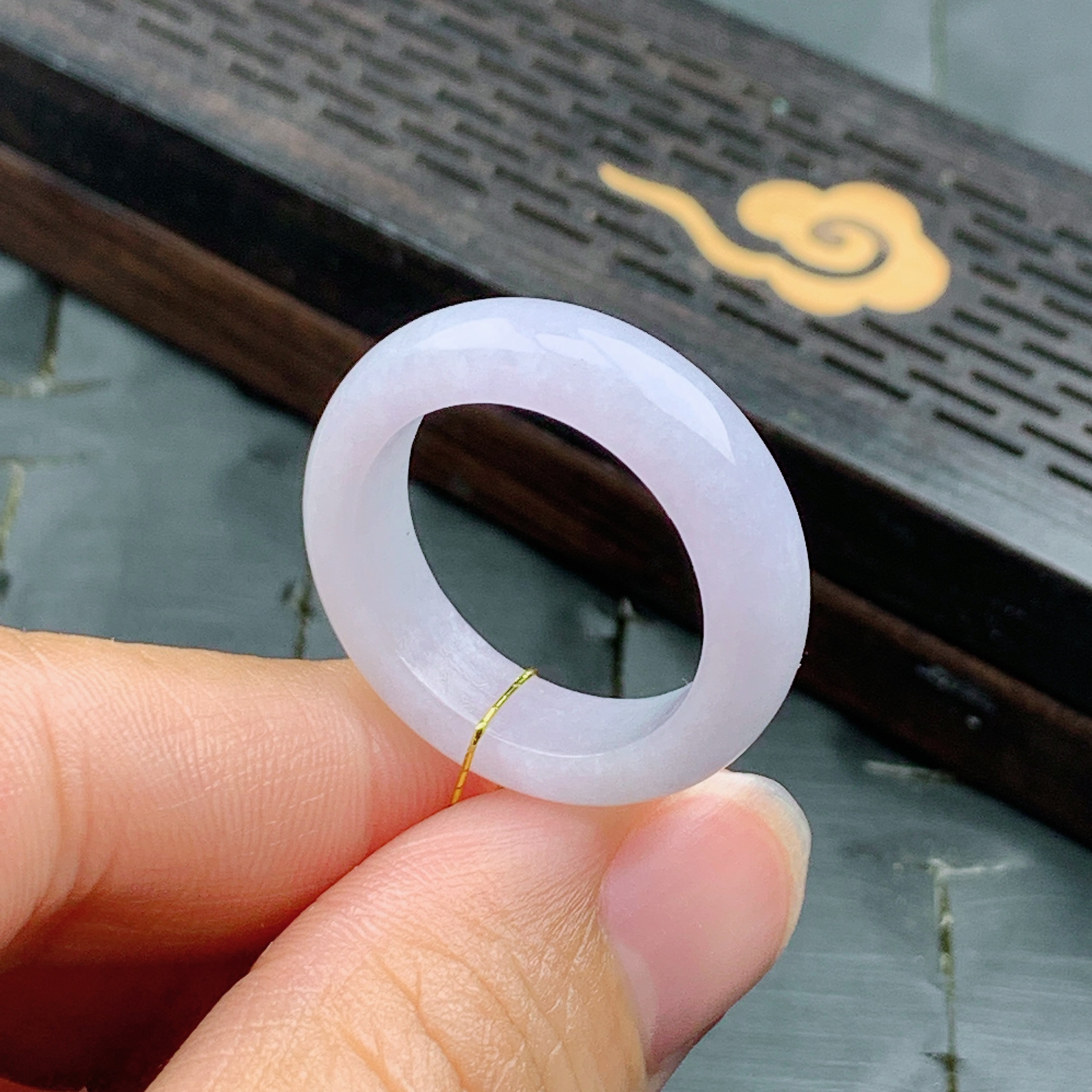 18号缅甸天然A货翡翠 T758 内径18.7/6/3.6mm 淡紫罗兰戒指