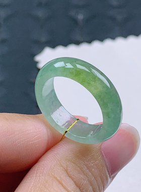 17号缅甸天然A货翡翠 T779 内径18/6/3.3mm 冰黄戒指