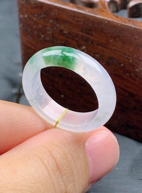 16号缅甸天然A货翡翠 T844 内径18/5.4/3.2mm 冰飘花戒指