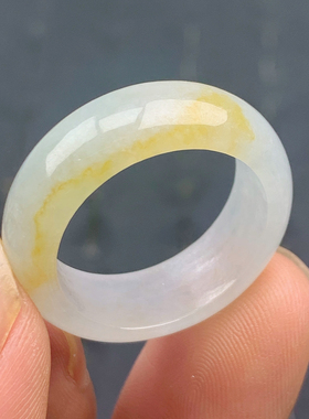 23-24号缅甸天然A货翡翠，冰润黄翡戒指，内径20.7/8/3.7mm，T200