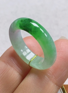 14号缅甸天然A货翡翠 T1162 内径17.3mm 春彩戒指飘阳绿指环