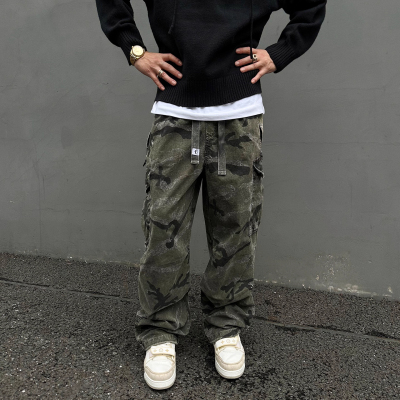 复古vintage多口袋迷彩工装裤