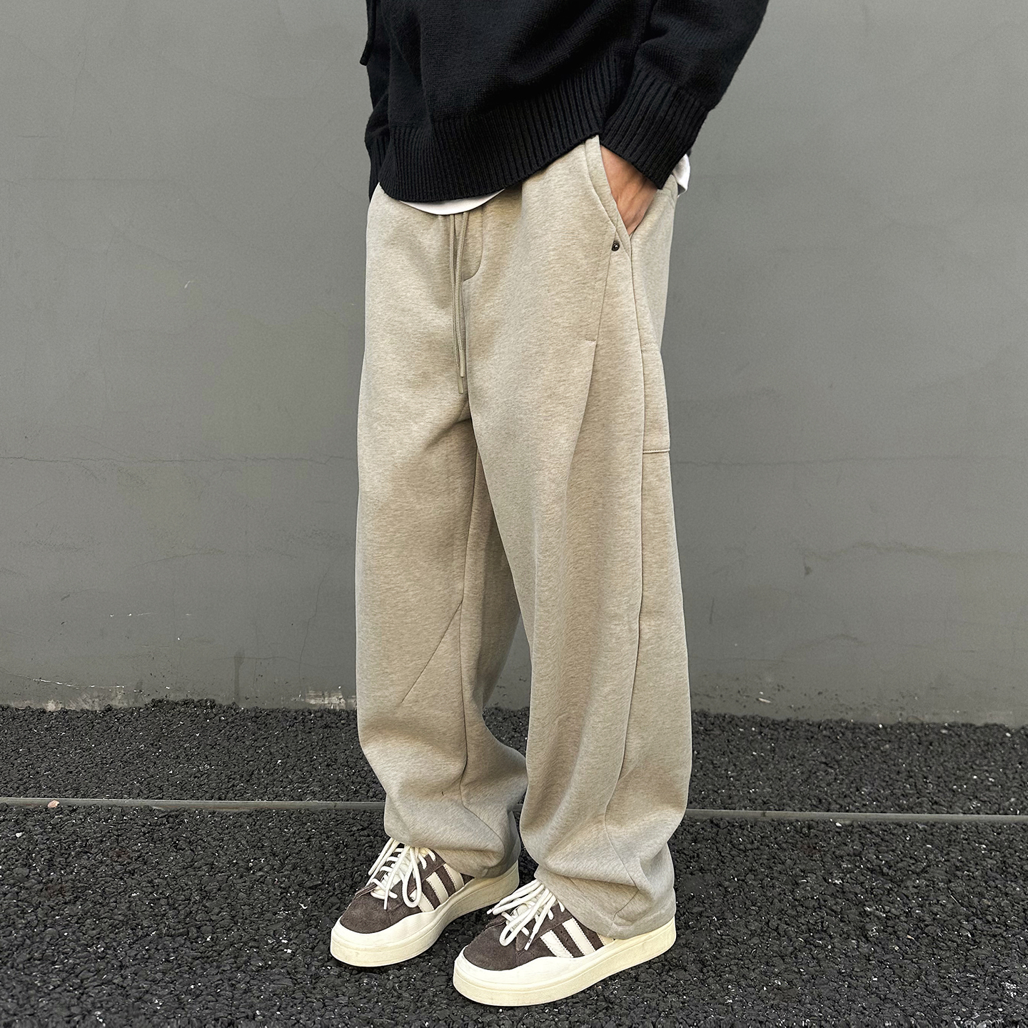 冬季420克加绒加厚卫裤男女长裤