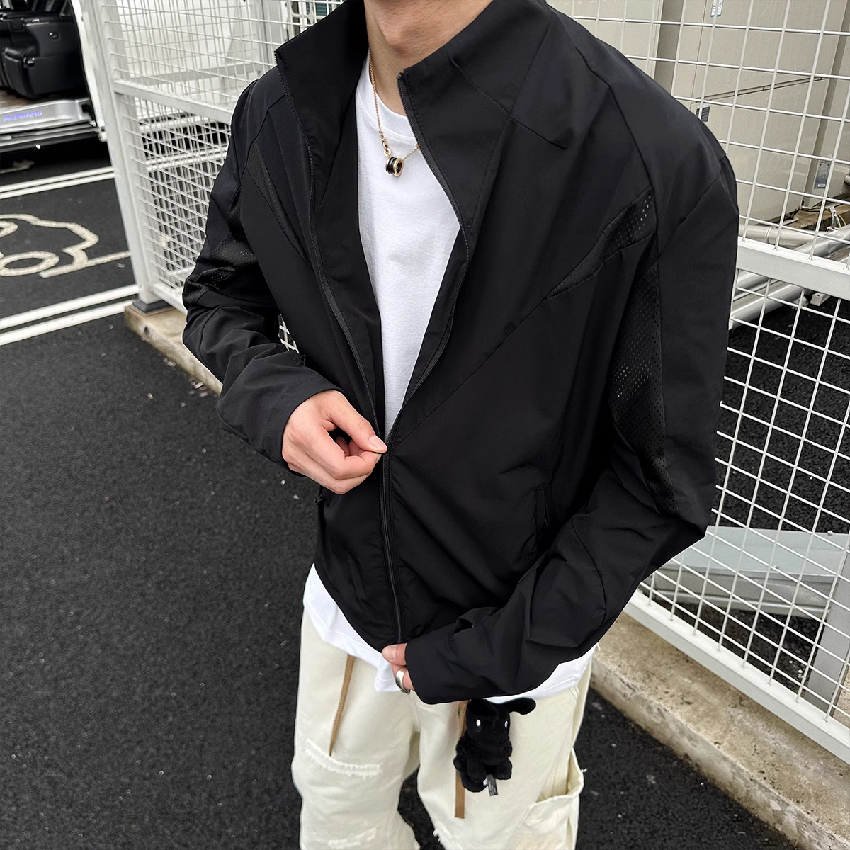 UNAPS官方网眼透气立领防晒衣夏季运动短款外套修身防晒服男女潮