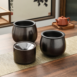 大容量陶瓷茶渣缸带过滤盖干湿分离茶台废水缸烟灰缸茶具配件茶洗