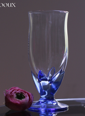 Adoooux孤品少量中古全新玻璃花瓣底座酒杯果汁杯轻奢高级感礼物