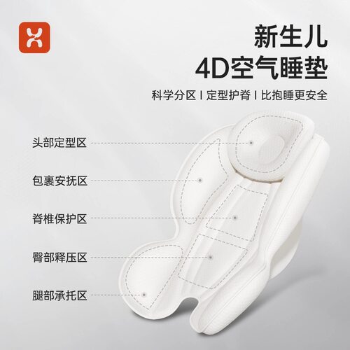 哈卡达新生儿双面睡垫0-6个月科学护脊宝宝餐椅摇椅二合一专用