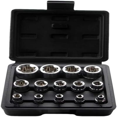 14Pcs/Set Female E Torx Socket Set with Case, 1/4, 3/8, 1/2