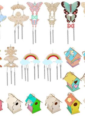 20 Sets 10 Styles DIY Wood Bird House and Windchimes Kits