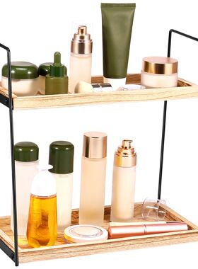 Bathroom Counter Organizer Rack 2-Tier Wood Cosmetic