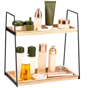 Rack Organizer Counter Cosmetic Tier Wood Bathroom