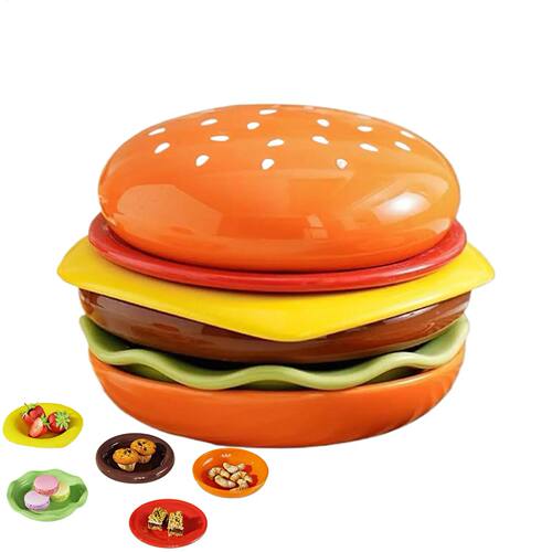 Stackable Hamburger Plate Set Burger 6 Layers Dinner Plate