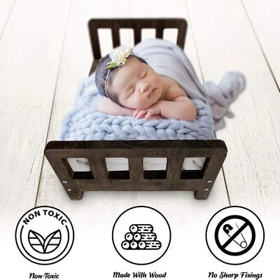 Newborn Studio Photography Props-Children's Wooden Bed +