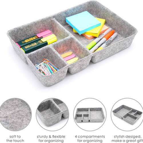 Table Drawer Storage Box, Multi-purpose Felt Shallow Narrow