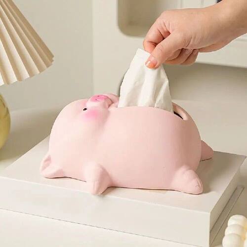 Cute Lying Pig Ceramic Tissue Box Reusable Decorative