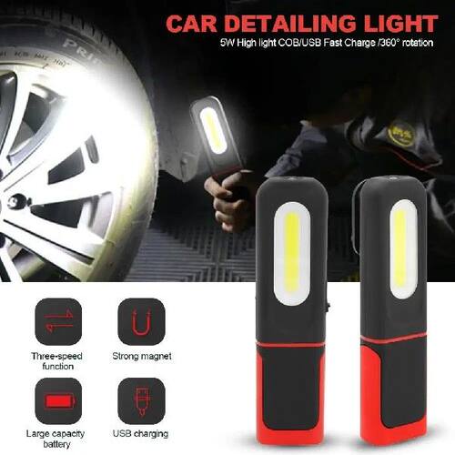 1PC Portable USB Rechargeable COB Work Light Car Detailing