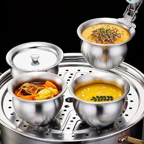 【Stainless Steel Steamed Egg Bowl With Lid Ramen Rice