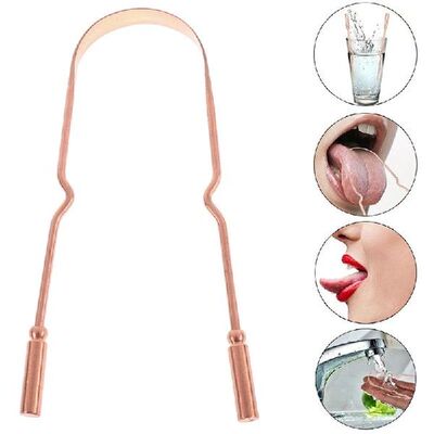 Pure Copper Tongue Scraper Oral Cleaner Brush Fresh