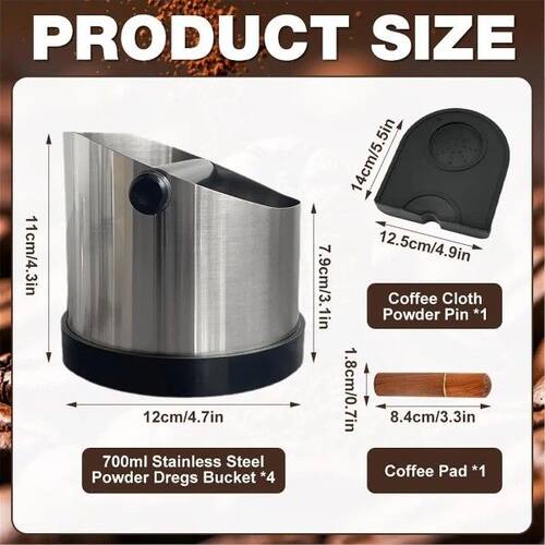 Industrial Tools Coffee Grounds Knock Box 700ML Stainless