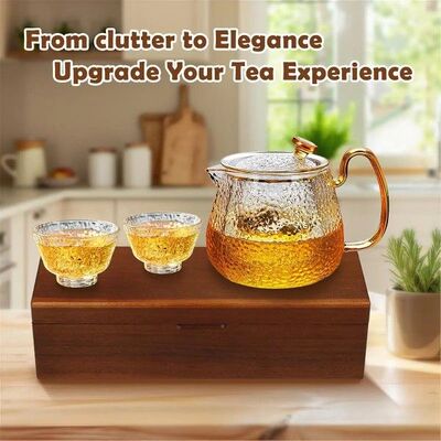 Industrial Tools Wood Tea Bag Storage Box, 4-Compartment