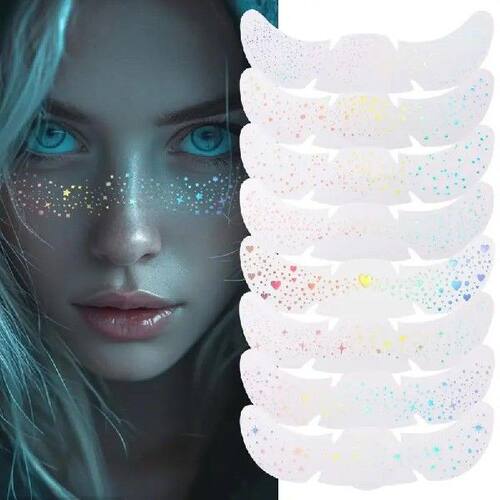 1 Sheet Glitter Freckles Holographic Stickers Waterproof