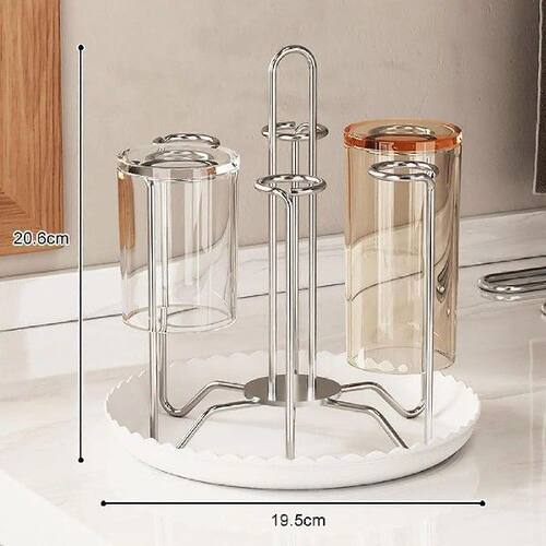Cup Drying Rack Stainless Steel Simple with 6 Hooks