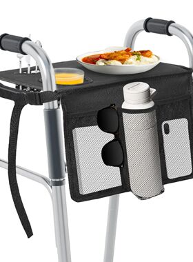 Folding Walker Tray with Cup Holder Multi Pocket Rollator