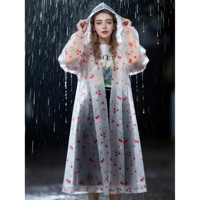 1pc EVA Fashion Rain Poncho- Lightweight, Packable,