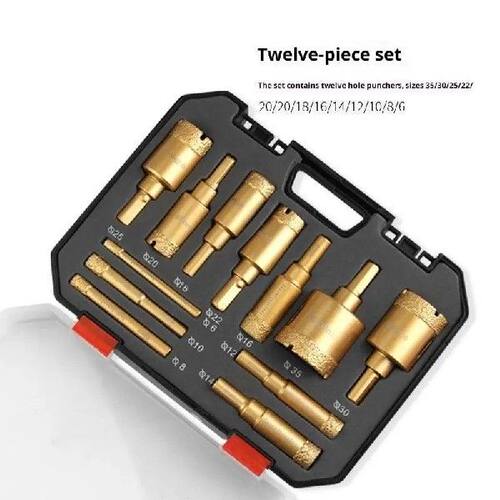 12pcs Diamond Brazing Drill Bit Set Box Angle Grinder Hole