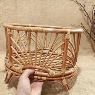 Chair Background Retro Basket Bed Posing Rattan Newborn