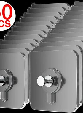 50/10PCS Transparent Wall Hooks - Heavy Duty Self-Adhesive