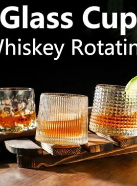160ML Whiskey Glass Diamond Pattern Rotatable Old Fashioned