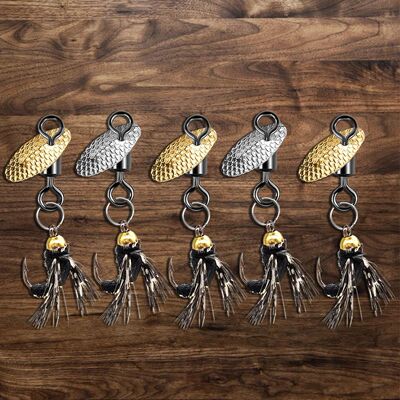 5Pcs Fly Hooks Fly Fishing Bait with Spinner Blade Natural