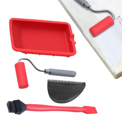 4pcs/set Wood Glue Spreader Handheld Glue Roller With Tray