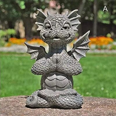 2026 Dragon Meditation Statue Led Lighting Resin Ornament