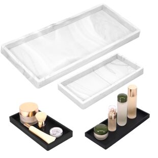 2Pcs Bathroom Vanity Tray Silicone Bathroom Tray for
