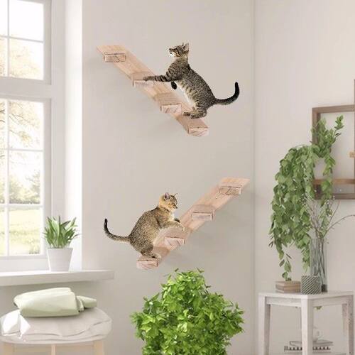 Cat Climbing Shelf Wooden Cat Climbing Ladder Wall Mounted