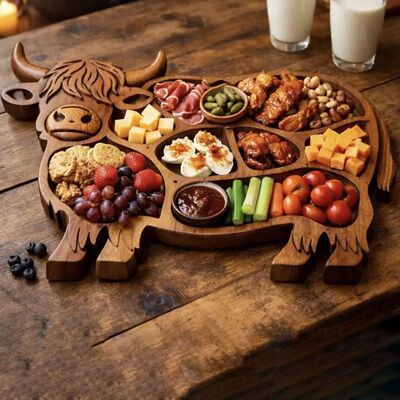 Cow Charcuterie Board Wooden Cow Food Platter Appetizer