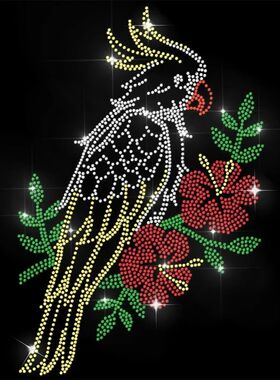 Rhinestone Iron on Transfer Parrot Bling Hotfix Patches for