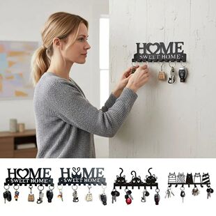 Holder Key Metal Hanger with Screws Black New