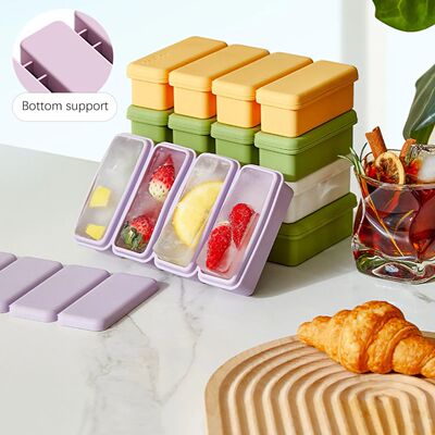 4 Cells Silicone Ice Cubes Trays With Lid Diy Homemade