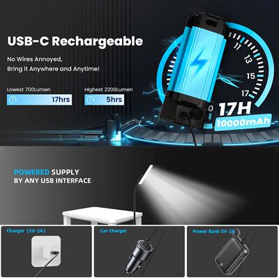 Portable Camping Light LED Work Lamp with Stand 360 Degree