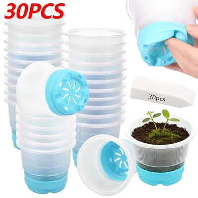 30Pcs Clear Nursery Pots 4 Inch Plastic Plant Pot  with