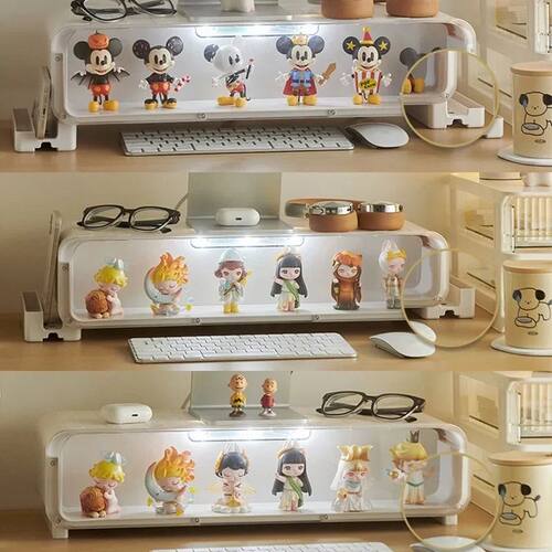 Transparent Desktop Monitor Stand with Display Shelf -