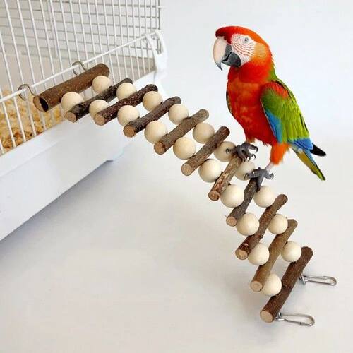 Hanging Balls Swing Natural Wood Ladder Climbing Toy For