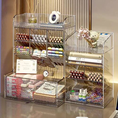 Clear Plastic Pen Organizer Marker Holder for Desk Pencil